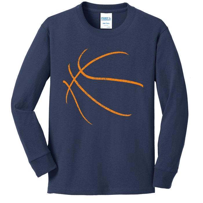 Basketball Silhouette Bball Player Coach Sports Baller Gift Kids Long Sleeve Shirt