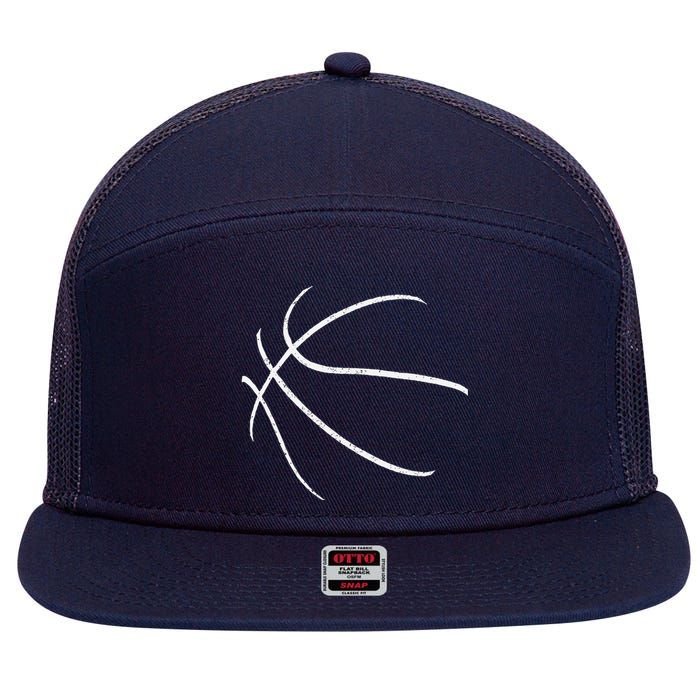 Basketball Silhouette Bball Player Coach Sports Baller Gift 7 Panel Mesh Trucker Snapback Hat