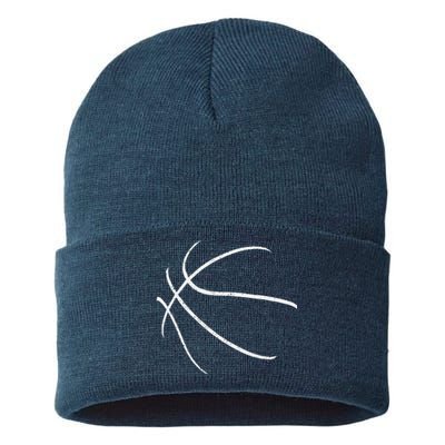 Basketball Silhouette Bball Player Coach Sports Baller Gift Sustainable Knit Beanie