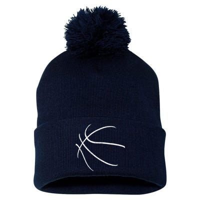 Basketball Silhouette Bball Player Coach Sports Baller Gift Pom Pom 12in Knit Beanie