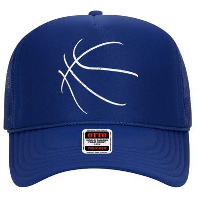 Basketball Silhouette Bball Player Coach Sports Baller Gift High Crown Mesh Back Trucker Hat