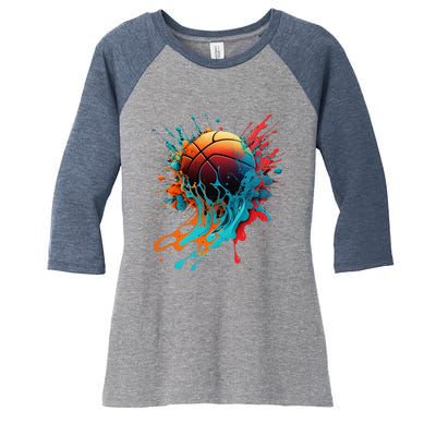 Basketball Splash Baller Basketball Player Team Player Women's Tri-Blend 3/4-Sleeve Raglan Shirt