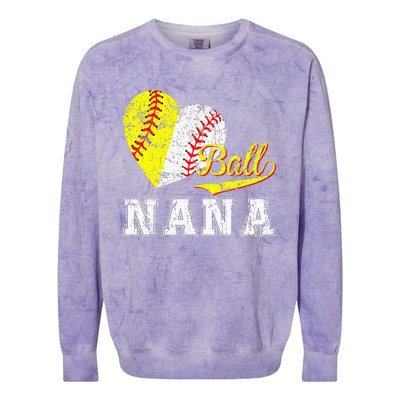 Baseball Softball Ball Heart Nana for Mother's Day Colorblast Crewneck Sweatshirt