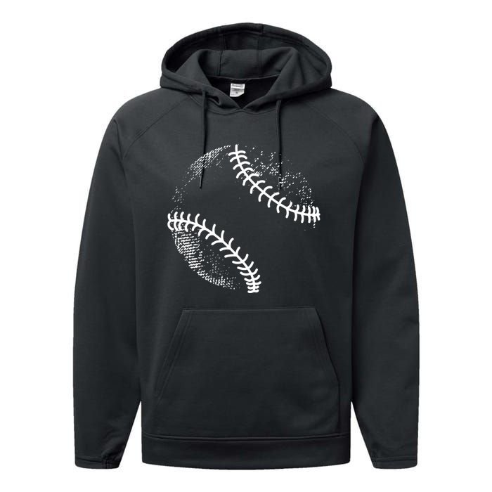 Baseball Silhouette, Baseball Ball Performance Fleece Hoodie