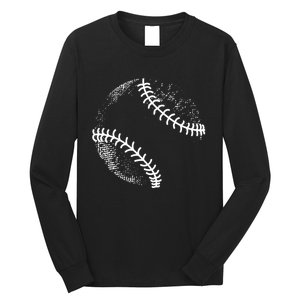 Baseball Silhouette, Baseball Ball Long Sleeve Shirt