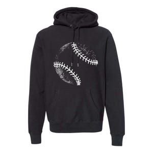 Baseball Silhouette, Baseball Ball Premium Hoodie