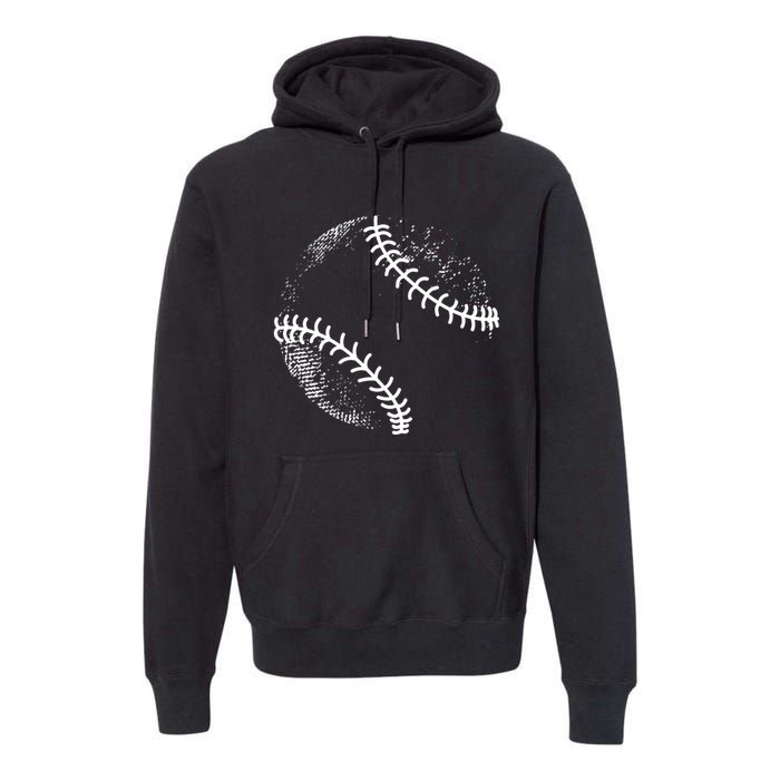 Baseball Silhouette, Baseball Ball Premium Hoodie