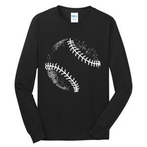 Baseball Silhouette, Baseball Ball Tall Long Sleeve T-Shirt