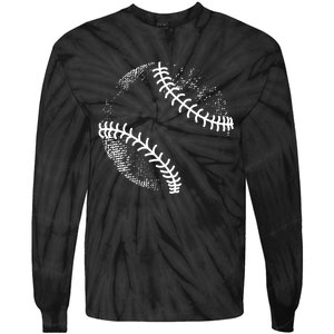 Baseball Silhouette, Baseball Ball Tie-Dye Long Sleeve Shirt