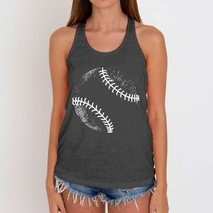 Baseball Silhouette, Baseball Ball Women's Knotted Racerback Tank