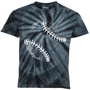 Baseball Silhouette, Baseball Ball Kids Tie-Dye T-Shirt