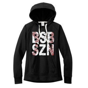 BSB SZN Baseball Season Distressed Women's Fleece Hoodie