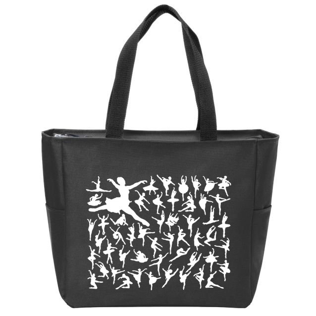 Ballerina Silhouettes Zip Tote Bag