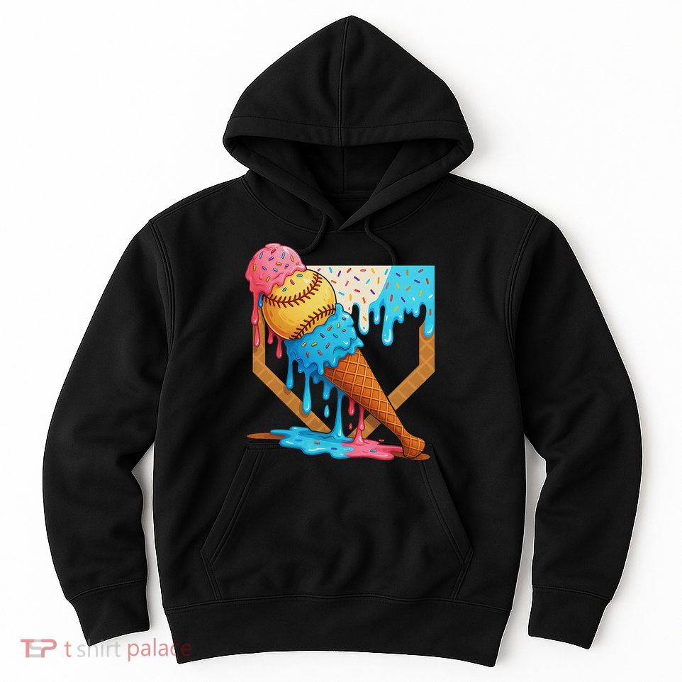 Baseball Sister Brother Drip Ice Cream Baseball Game Day Hoodie