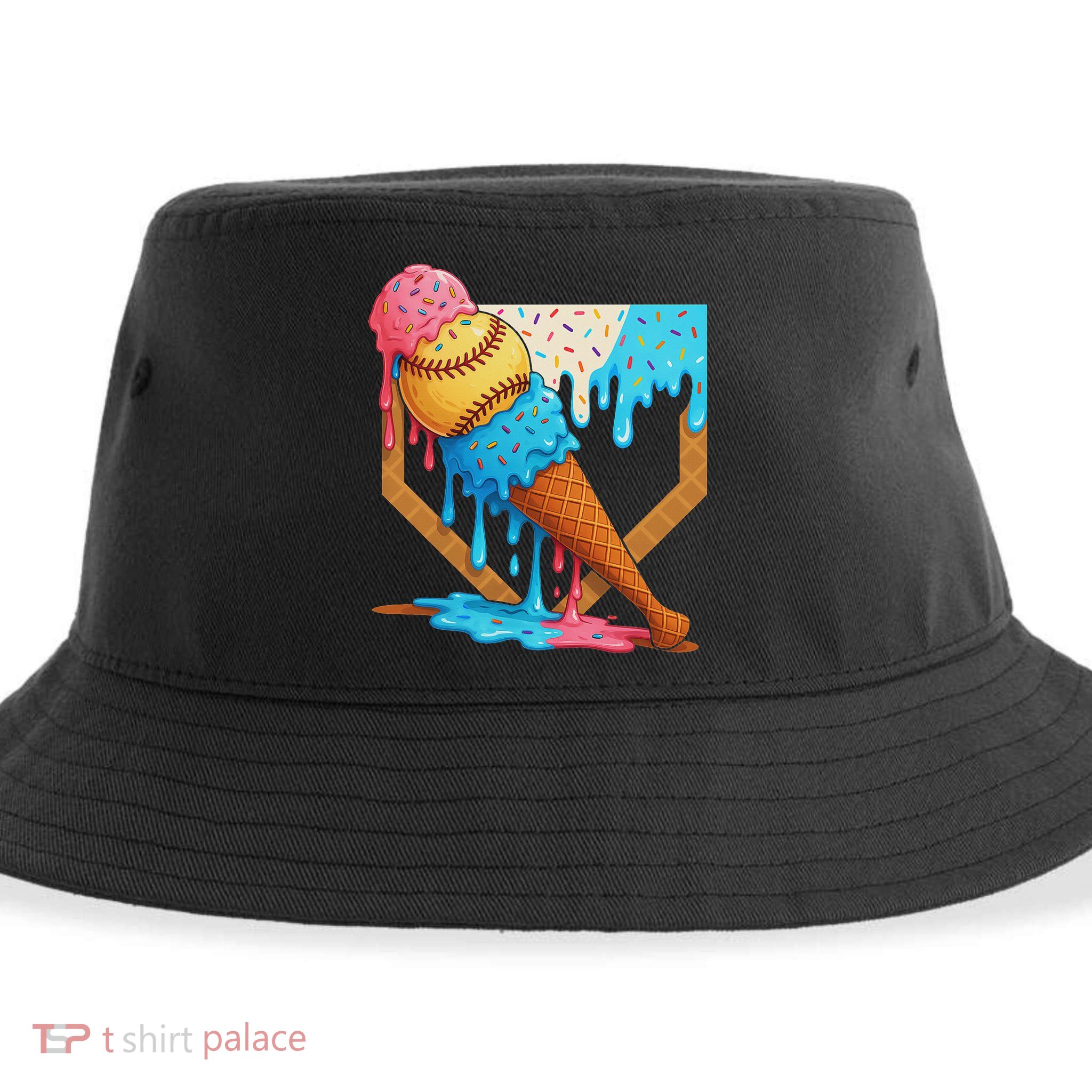 Baseball Sister Brother Drip Ice Cream Baseball Game Day Sustainable Bucket Hat