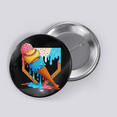 Baseball Sister Brother Drip Ice Cream Baseball Game Day Button