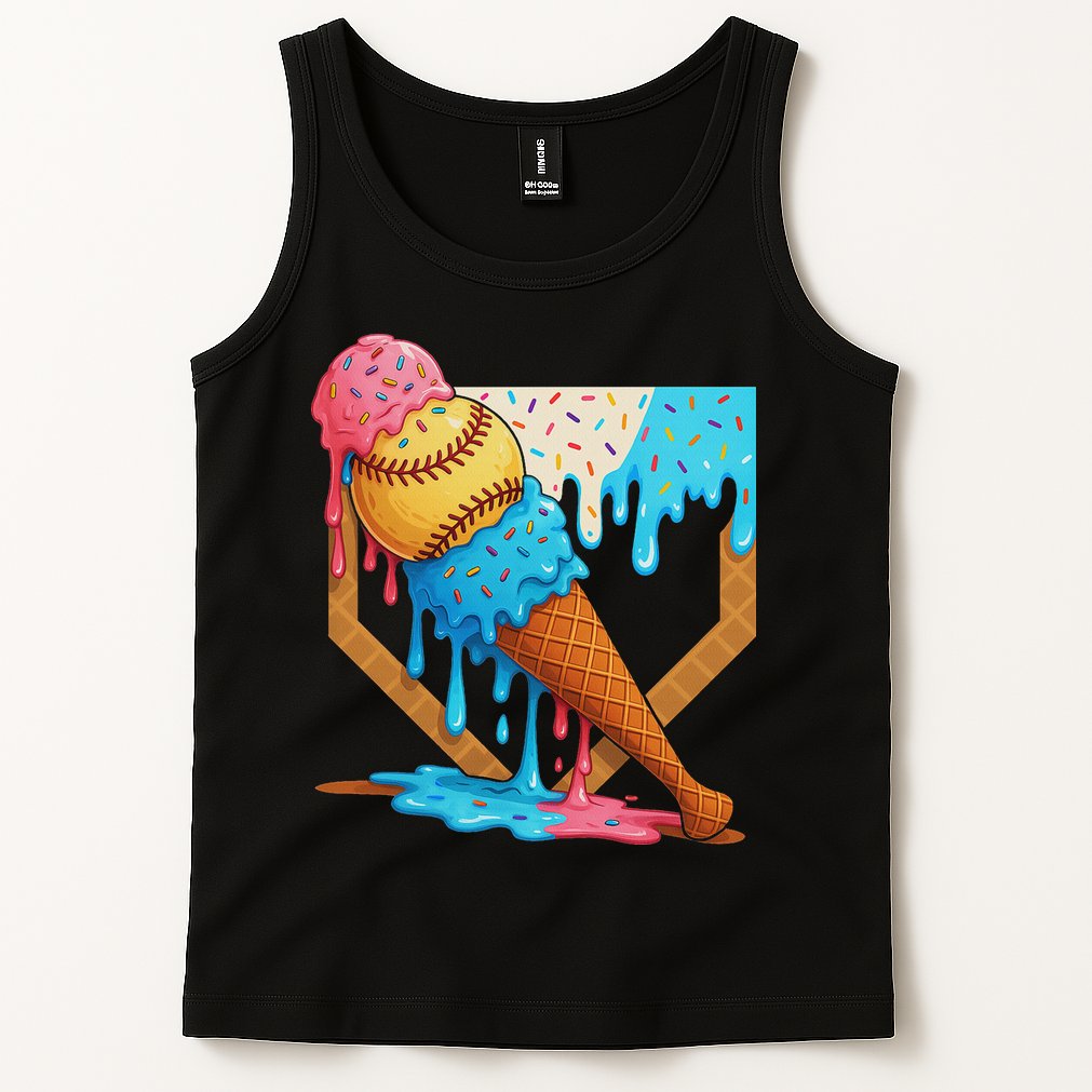 Baseball Sister Brother Drip Ice Cream Baseball Game Day Tank Top