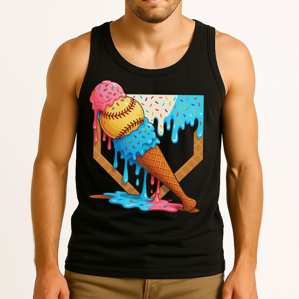 Baseball Sister Brother Drip Ice Cream Baseball Game Day Tank Top