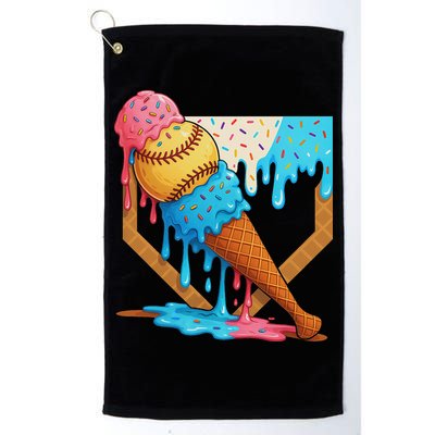 Baseball Sister Brother Drip Ice Cream Baseball Game Day Golf Towel