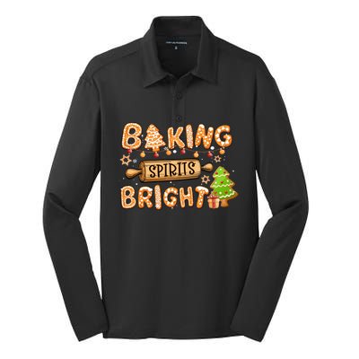 Baking Spirits Bright Chirstmas Cookie Gingerbread Holiday Gift Silk Touch Performance Long Sleeve Polo