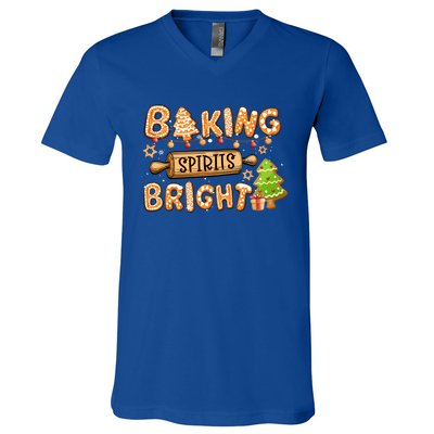 Baking Spirits Bright Chirstmas Cookie Gingerbread Holiday Gift V-Neck T-Shirt