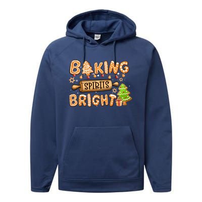 Baking Spirits Bright Chirstmas Cookie Gingerbread Holiday Gift Performance Fleece Hoodie