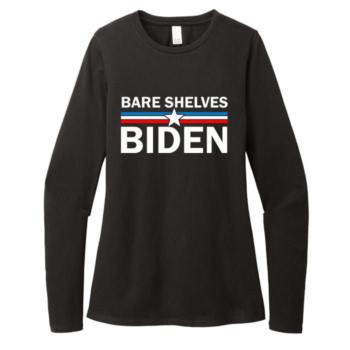 Bare Shelves Biden Conservative Liberal Impeach USA Flag Womens CVC Long Sleeve Shirt