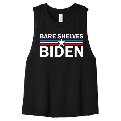 Bare Shelves Biden Conservative Liberal Impeach USA Flag Women's Racerback Cropped Tank