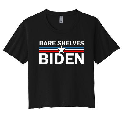 Bare Shelves Biden Conservative Liberal Impeach USA Flag Women's Crop Top Tee