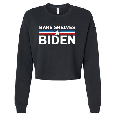 Bare Shelves Biden Conservative Liberal Impeach USA Flag Cropped Pullover Crew