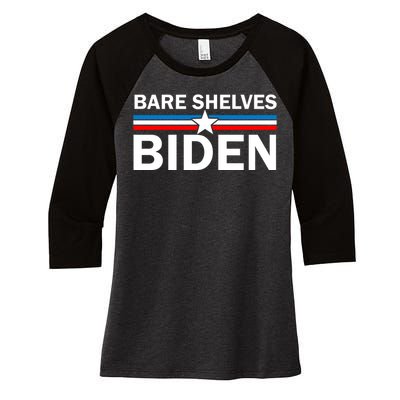 Bare Shelves Biden Conservative Liberal Impeach USA Flag Women's Tri-Blend 3/4-Sleeve Raglan Shirt