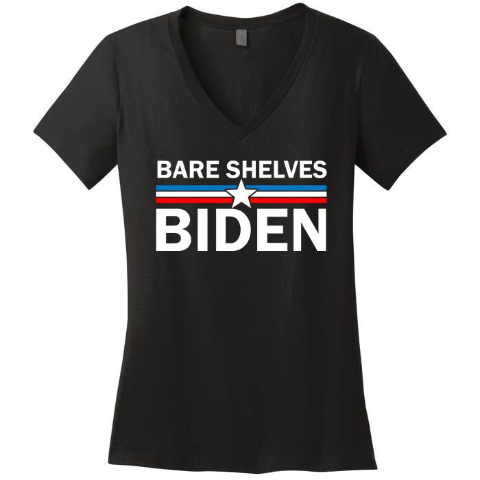 Bare Shelves Biden Conservative Liberal Impeach USA Flag Women's V-Neck T-Shirt