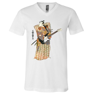 Bassist Samurai Bassist Funny Bass Guitar Player V-Neck T-Shirt