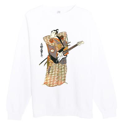 Bassist Samurai Bassist Funny Bass Guitar Player Premium Crewneck Sweatshirt