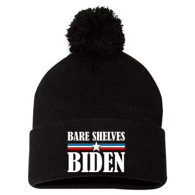 Bare Shelves Biden Conservative Liberal Impeach USA Flag Pom Pom 12in Knit Beanie