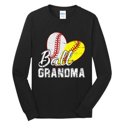 Baseball Softball Ball Heart Grandma Mother's Day Tall Long Sleeve T-Shirt