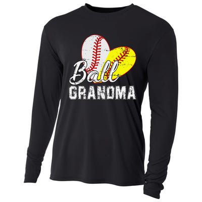 Baseball Softball Ball Heart Grandma Mother's Day Cooling Performance Long Sleeve Crew