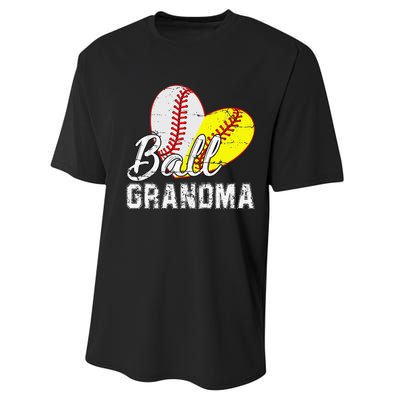 Baseball Softball Ball Heart Grandma Mother's Day Performance Sprint T-Shirt