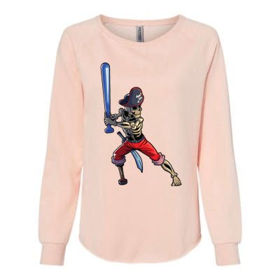 Baseball Skeleton Boy Pirate Baseball Halloween Womens California Wash Sweatshirt