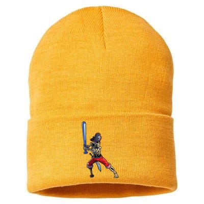 Baseball Skeleton Boy Pirate Baseball Halloween Sustainable Knit Beanie