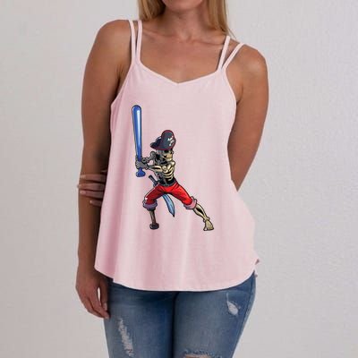 Baseball Skeleton Boy Pirate Baseball Halloween Women's Strappy Tank