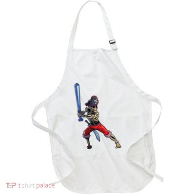 Baseball Skeleton Boy Pirate Baseball Halloween Full-Length Apron With Pockets