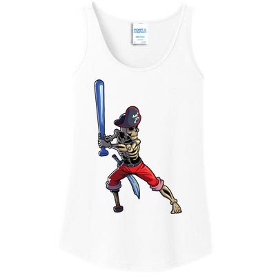 Baseball Skeleton Boy Pirate Baseball Halloween Ladies Essential Tank