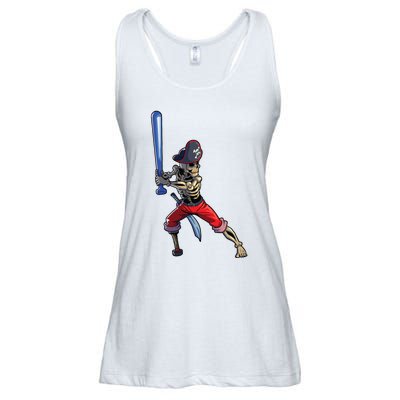 Baseball Skeleton Boy Pirate Baseball Halloween Ladies Essential Flowy Tank