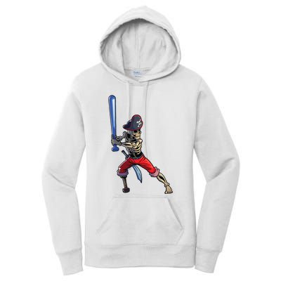 Baseball Skeleton Boy Pirate Baseball Halloween Women's Pullover Hoodie