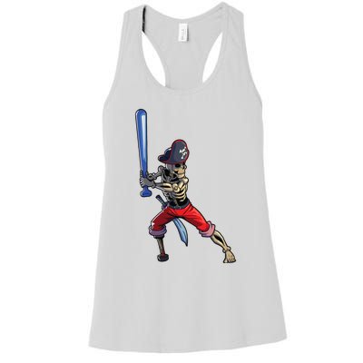 Baseball Skeleton Boy Pirate Baseball Halloween Women's Racerback Tank