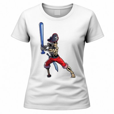 Baseball Skeleton Boy Pirate Baseball Halloween Women's T-Shirt