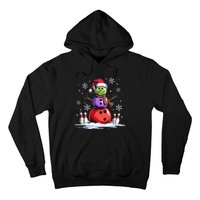 Bowling Snowman Bowling Player Santa Hat Christmas Funny Gift Hoodie