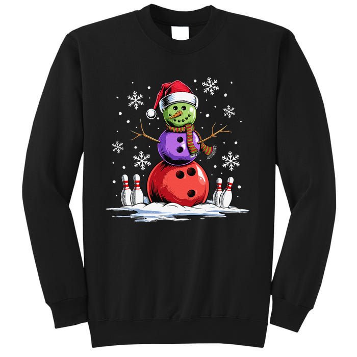 Bowling Snowman Bowling Player Santa Hat Christmas Funny Gift Sweatshirt