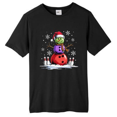 Bowling Snowman Bowling Player Santa Hat Christmas Funny Gift Tall Fusion ChromaSoft Performance T-Shirt